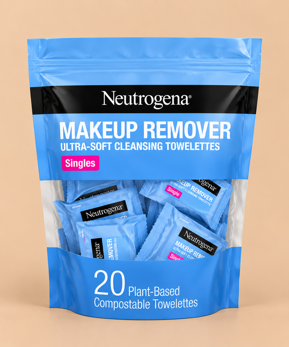 Neutrogena Makeup Remover Ultra-Soft Cleansing Towelettes – 20 Individually Wrapped Singles