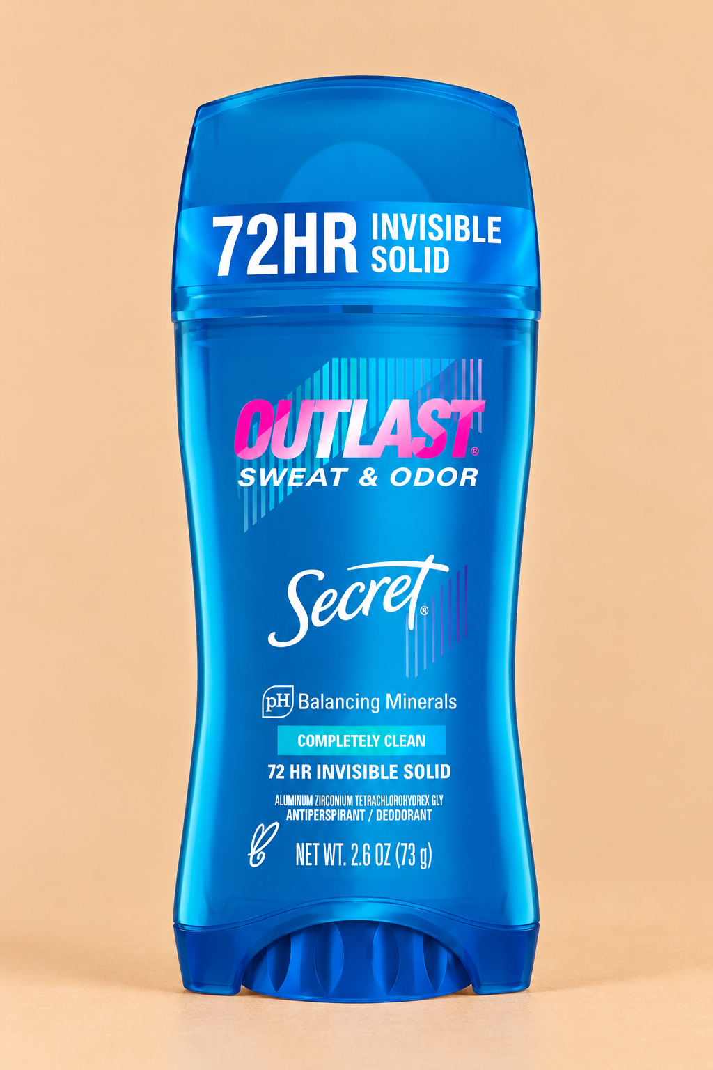 Secret Outlast 72HR Invisible Solid Antiperspirant Deodorant – Completely Clean (73g)