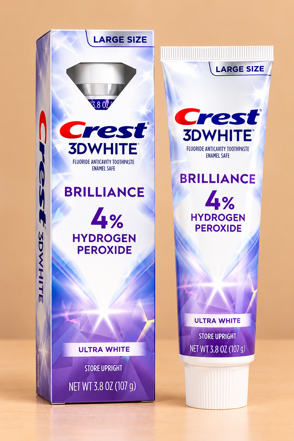 Crest 3D White Brilliance 4% Hydrogen Peroxide Whitening Toothpaste – Ultra White (107g)