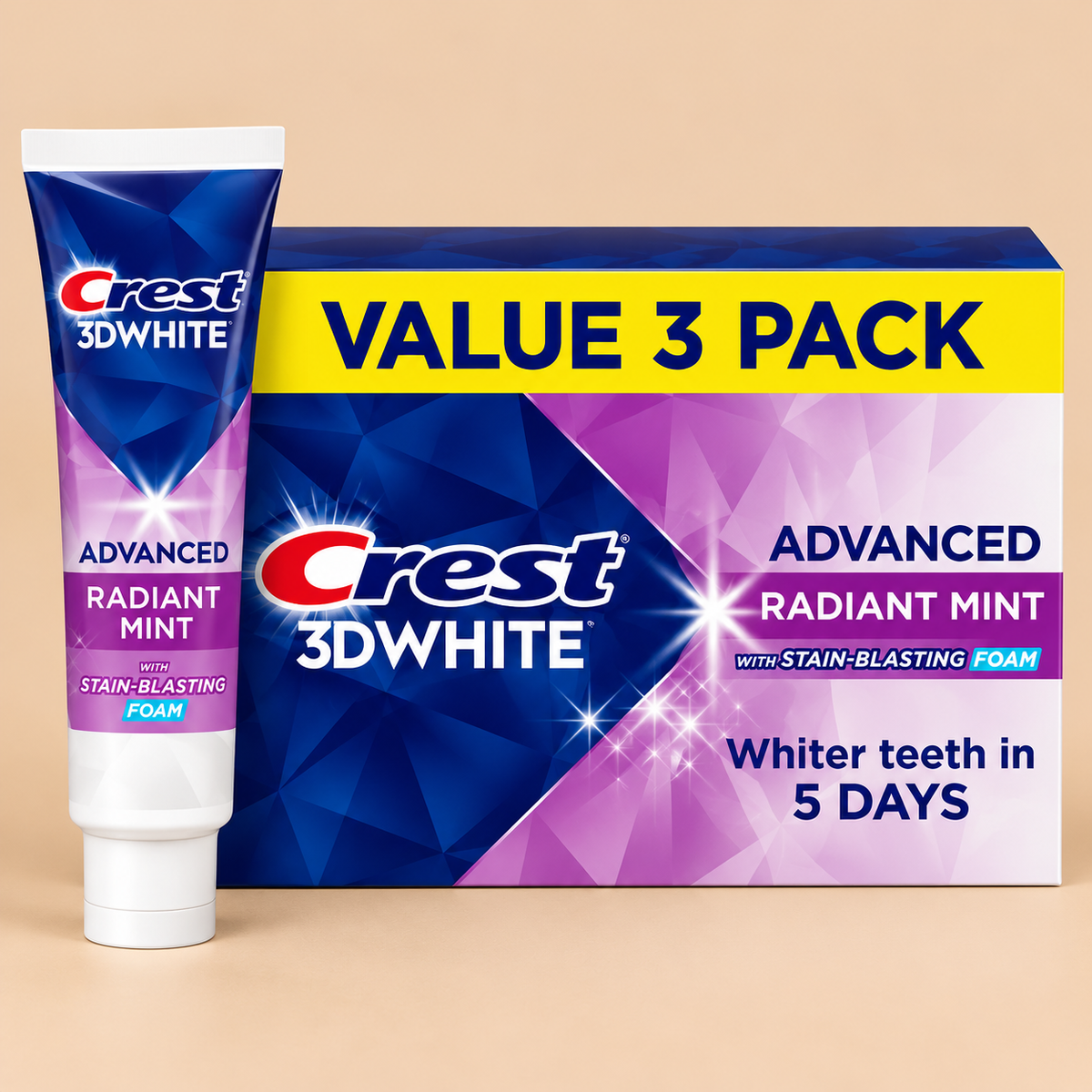 Crest 3D White Advanced Radiant Mint Whitening Toothpaste – Value 3 Pack