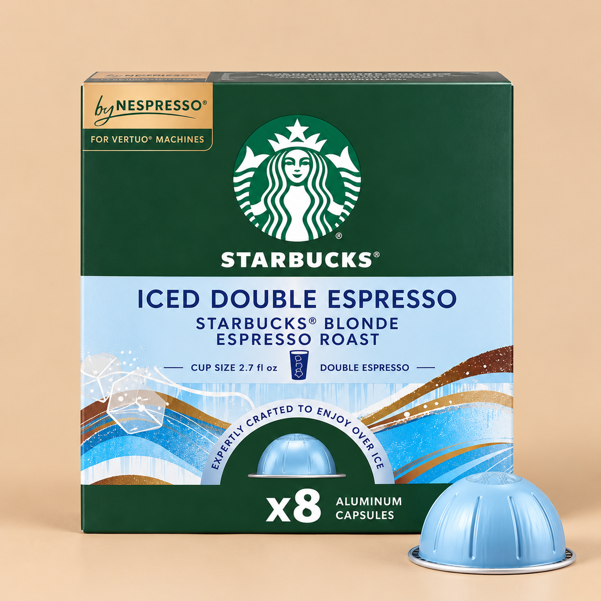 Starbucks by Nespresso Vertuo – Iced Double Espresso Blonde Roast (8 Capsules)