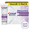 Crest 3D White Brilliance Luminous Peppermint Whitening Toothpaste – Value 3 Pack