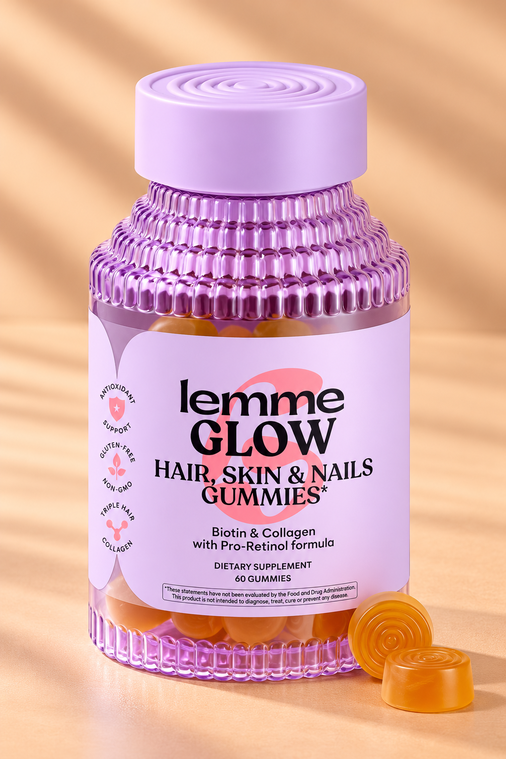 Lemme Glow Hair, Skin & Nails Gummies – 60 Gummies