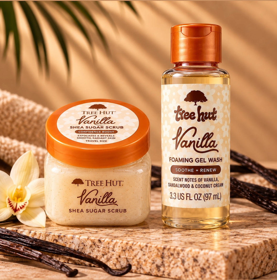 Tree Hut Vanilla Gift Set – Scrub & Foaming Gel Minis