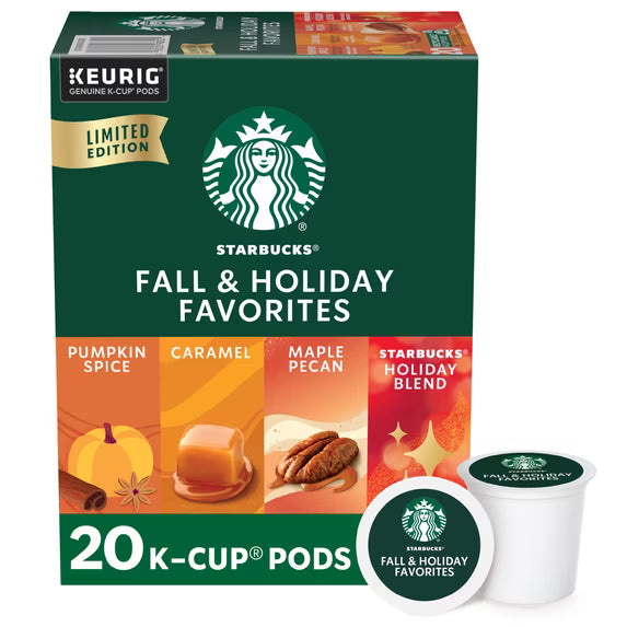 Starbucks Fall & Holiday Favorites Limited Edition K-Cup Coffee Pods – 20 Count